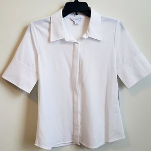New Liz Claiborne White Button Short Sleeve Blouse
